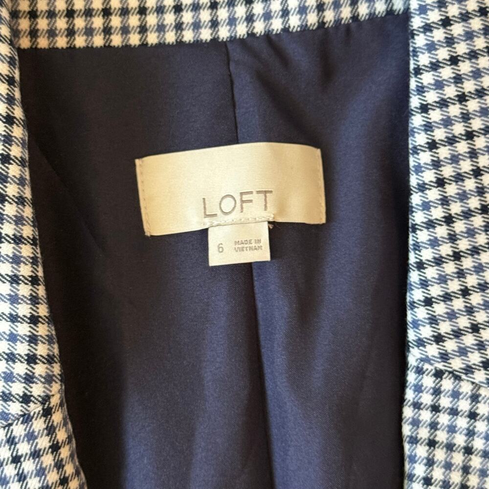 Loft Women's Relaxed Modern Houndstooth Blazer Preppy Career Jacket Sz 6 - Picture 7 of 10